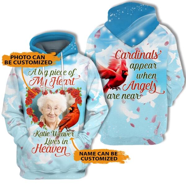 Personalized Memorial Hoodie A Big Piece Of My Heart Lives In Heaven For Mom, Dad, Grandpa, Son, Daughter Custom Memorial Gift M456