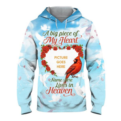 Personalized Memorial Hoodie A Big Piece Of My Heart Lives In Heaven For Mom, Dad, Grandpa, Son, Daughter Custom Memorial Gift M456