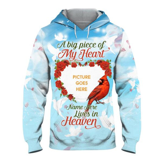 Personalized Memorial Hoodie A Big Piece Of My Heart Lives In Heaven For Mom, Dad, Grandpa, Son, Daughter Custom Memorial Gift M456