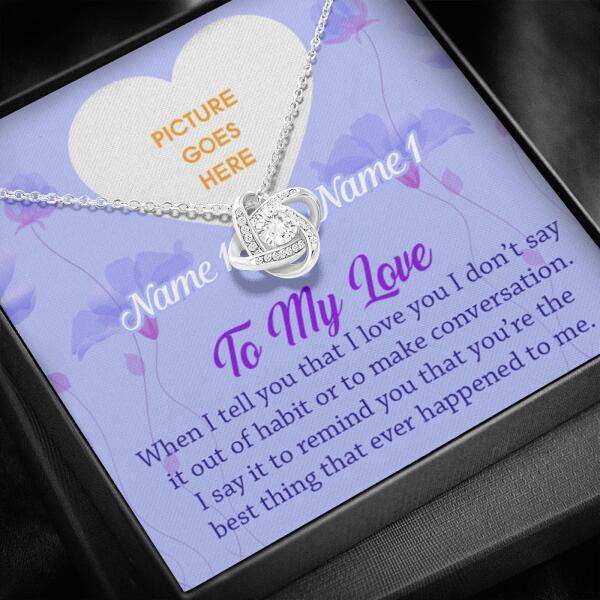 Personalized Valentine Wife Love Knot Necklace To My Love Gift For Wife Girlfriend Custom Family Gift F46