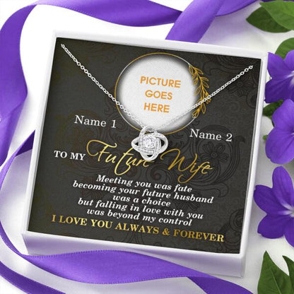 Personalized Valentine Girlfriend Love Knot Necklace To My Future Wife Gift For Girlfriend Custom Family Gift F54