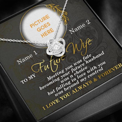 Personalized Valentine Girlfriend Love Knot Necklace To My Future Wife Gift For Girlfriend Custom Family Gift F54