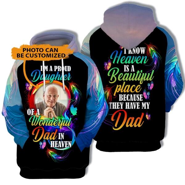 Personalized Memorial Hoodie I'm A Proud Daughter Of A Wonderful Dad For Dad Custom Memorial Gift M462