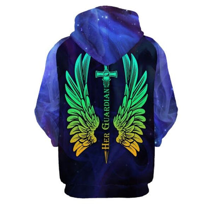 Personalized Hoodie Her Guardian Angel Wings For Him Husband Custom Gift F60A