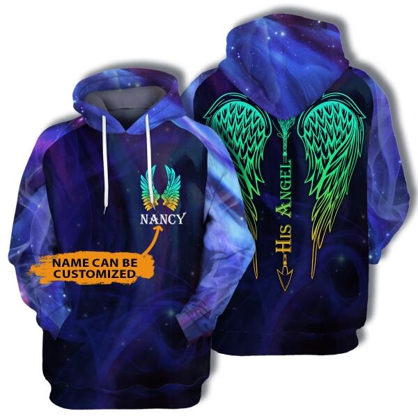 Personalized Hoodie His Angel Angel Wings For Her Wife Custom Gift F60B