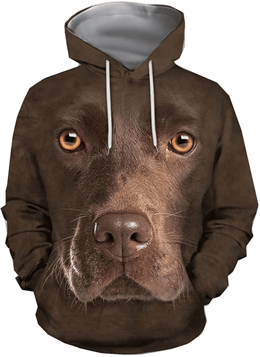 Dog Hoodie Chocolate Labrador Face Hair Graphic Hoodie Brown Unisex