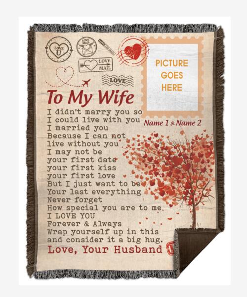 Personalized Family Wife Woven Blanket To My Wife For Your Wife Custom Family Gift F66