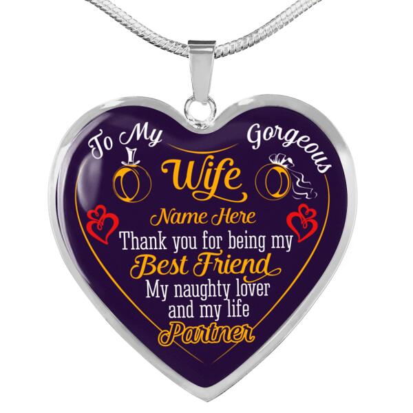 Personalized Valentine Wife Heart Necklace To My Gorgeous Wife For Wife Custom Family Gift F69