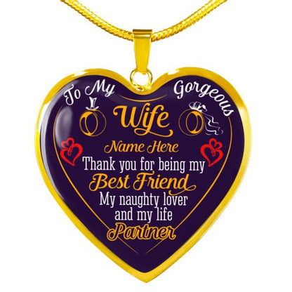 Personalized Valentine Wife Heart Necklace To My Gorgeous Wife For Wife Custom Family Gift F69