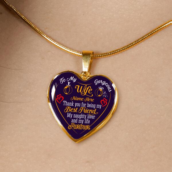Personalized Valentine Wife Heart Necklace To My Gorgeous Wife For Wife Custom Family Gift F69