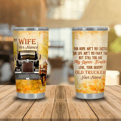 Personalized Valentine Wife Tumbler 20oz My Wife From Husband Old Trucker For Wife Custom Family Gift F70