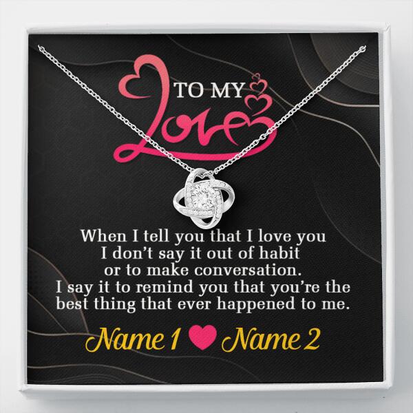 Personalized Valentine Wife Love Knot Necklace To My Love Gift For Wife Custom Family Gift F73