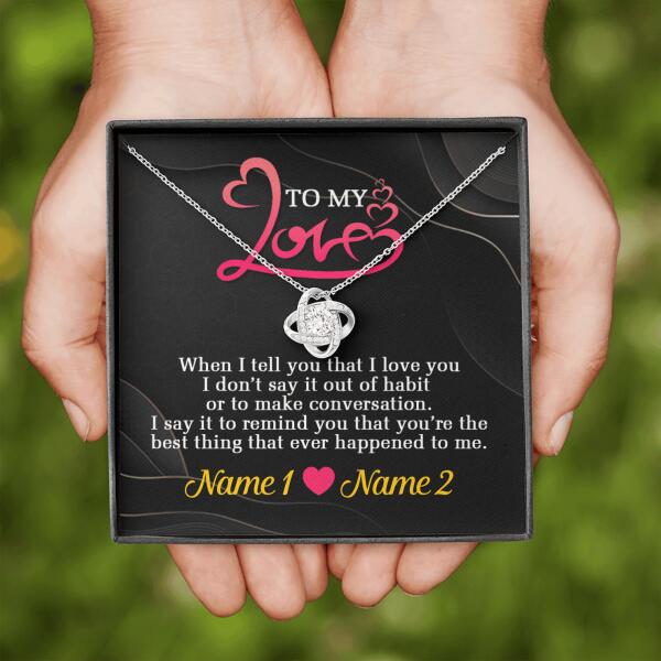 Personalized Valentine Wife Love Knot Necklace To My Love Gift For Wife Custom Family Gift F73