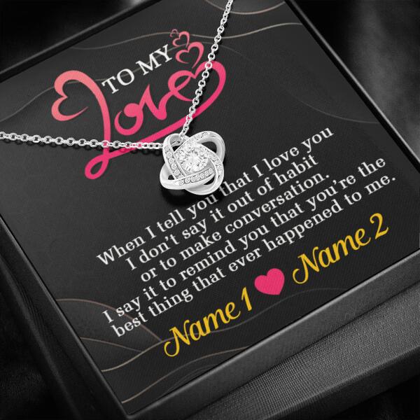 Personalized Valentine Wife Love Knot Necklace To My Love Gift For Wife Custom Family Gift F73