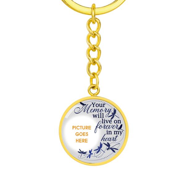 Custom Memorial Circle Keychain With Picture For Lost Loved Ones Your Memory Will Live On Forever Keychain White M477