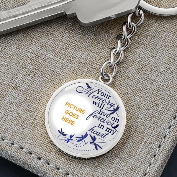 Custom Memorial Circle Keychain With Picture For Lost Loved Ones Your Memory Will Live On Forever Keychain White M477