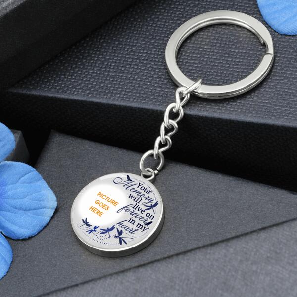 Custom Memorial Circle Keychain With Picture For Lost Loved Ones Your Memory Will Live On Forever Keychain White M477