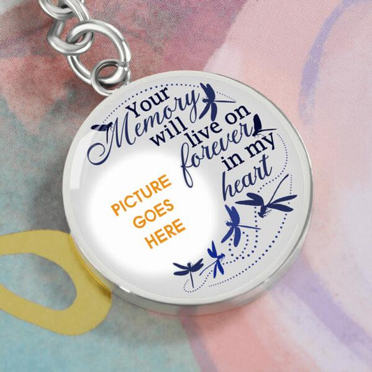 Custom Memorial Circle Keychain With Picture For Lost Loved Ones Your Memory Will Live On Forever Keychain White M477