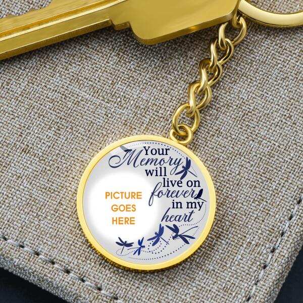 Custom Memorial Circle Keychain With Picture For Lost Loved Ones Your Memory Will Live On Forever Keychain White M477