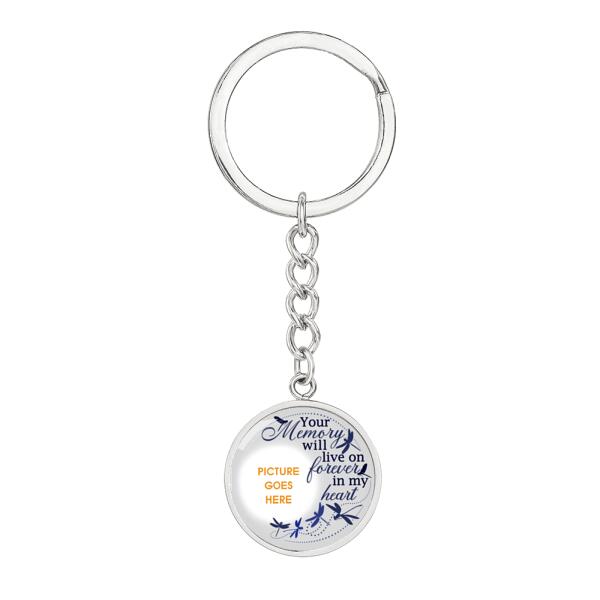 Custom Memorial Circle Keychain With Picture For Lost Loved Ones Your Memory Will Live On Forever Keychain White M477