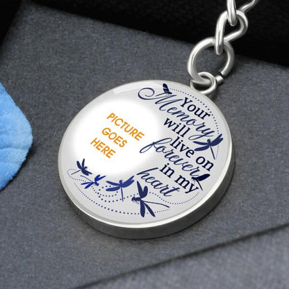 Custom Memorial Circle Keychain With Picture For Lost Loved Ones Your Memory Will Live On Forever Keychain White M477