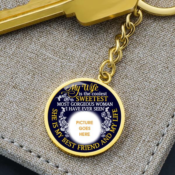 Personalized Couple Circle Keychain With Picture My Wife Is The Coolest For Wife Custom Family Gift F83