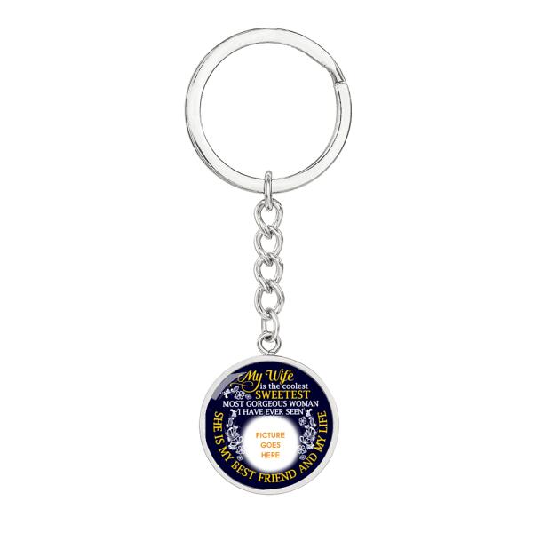 Personalized Couple Circle Keychain With Picture My Wife Is The Coolest For Wife Custom Family Gift F83