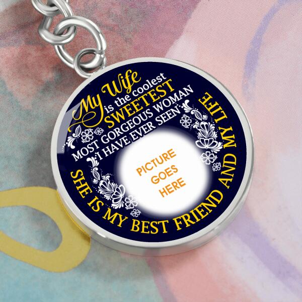 Personalized Couple Circle Keychain With Picture My Wife Is The Coolest For Wife Custom Family Gift F83