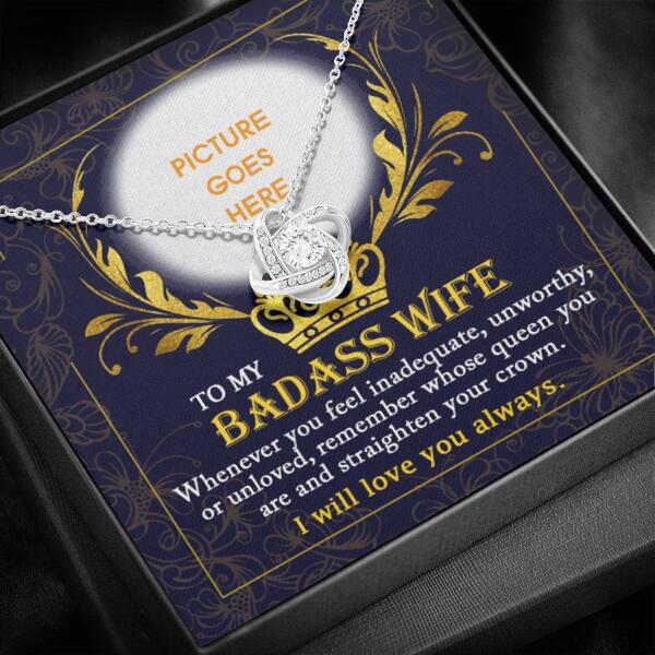 Personalized Valentine Wife Love Knot Necklace To My Badass Wife Gift For Wife Custom Family Gift F84
