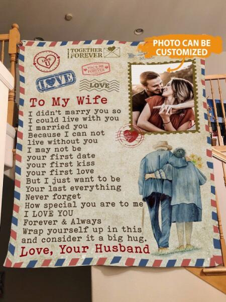 Personalized Couple Postal Mail Blanket With Pictures To My Wife I Didn't Marry You For Wife Custom Family Gift F85