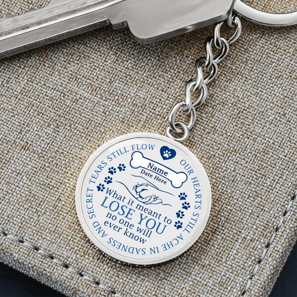 Custom Memorial Circle Keychain With Picture For Loss Of Pet Our Hearts Still Ache Keychain White M476B