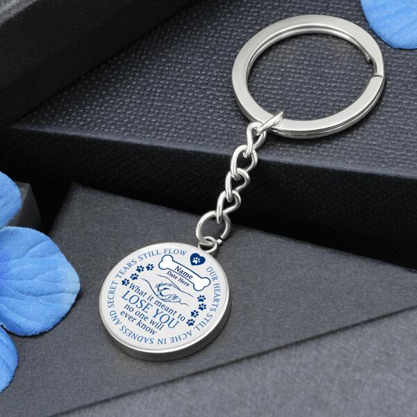 Custom Memorial Circle Keychain With Picture For Loss Of Pet Our Hearts Still Ache Keychain White M476B