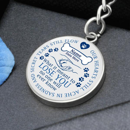 Custom Memorial Circle Keychain With Picture For Loss Of Pet Our Hearts Still Ache Keychain White M476B