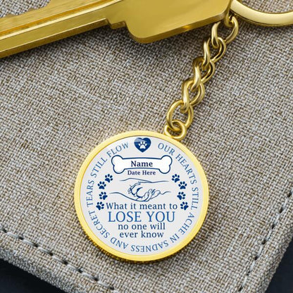 Custom Memorial Circle Keychain With Picture For Loss Of Pet Our Hearts Still Ache Keychain White M476B