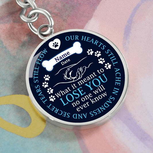 Custom Memorial Circle Keychain With Picture For Loss Of Pet Our Hearts Still Ache Keychain Black M476A