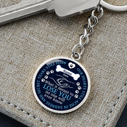 Custom Memorial Circle Keychain With Picture For Loss Of Pet Our Hearts Still Ache Keychain Black M476A