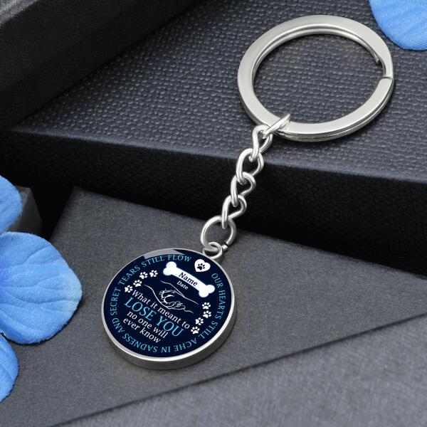 Custom Memorial Circle Keychain With Picture For Loss Of Pet Our Hearts Still Ache Keychain Black M476A