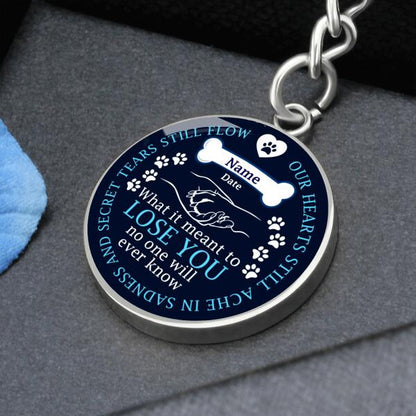 Custom Memorial Circle Keychain With Picture For Loss Of Pet Our Hearts Still Ache Keychain Black M476A