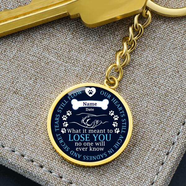 Custom Memorial Circle Keychain With Picture For Loss Of Pet Our Hearts Still Ache Keychain Black M476A