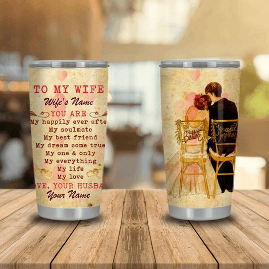 Personalized Valentine Wife Tumbler 20oz You Are My Happily Ever Gift For Wife Custom Family GiftF89