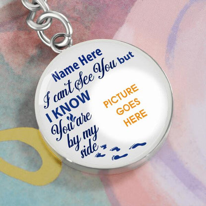 Custom Memorial Circle Keychain With Picture For Lost Loved Ones I Cant See You Keychain White M480