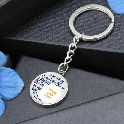 Custom Memorial Circle Keychain With Picture For Lost Loved Ones I Cant See You Keychain White M480