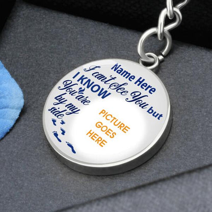 Custom Memorial Circle Keychain With Picture For Lost Loved Ones I Cant See You Keychain White M480