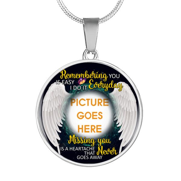 Personalized Memorial Circle Necklace Remembering You Is Easy For Mom Dad Grandma Daughter Son Custom Memorial Gift M482