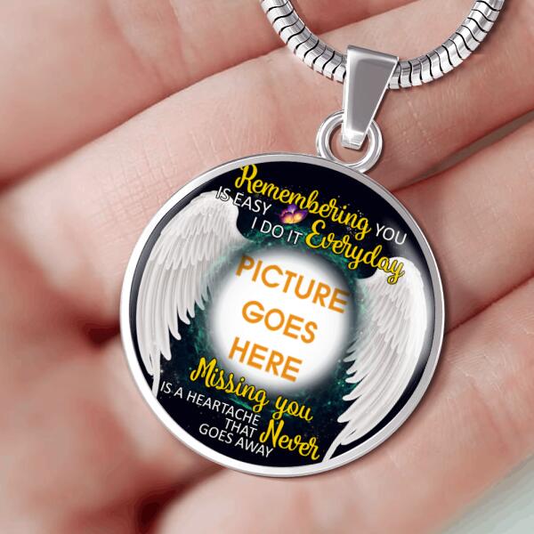 Personalized Memorial Circle Necklace Remembering You Is Easy For Mom Dad Grandma Daughter Son Custom Memorial Gift M482