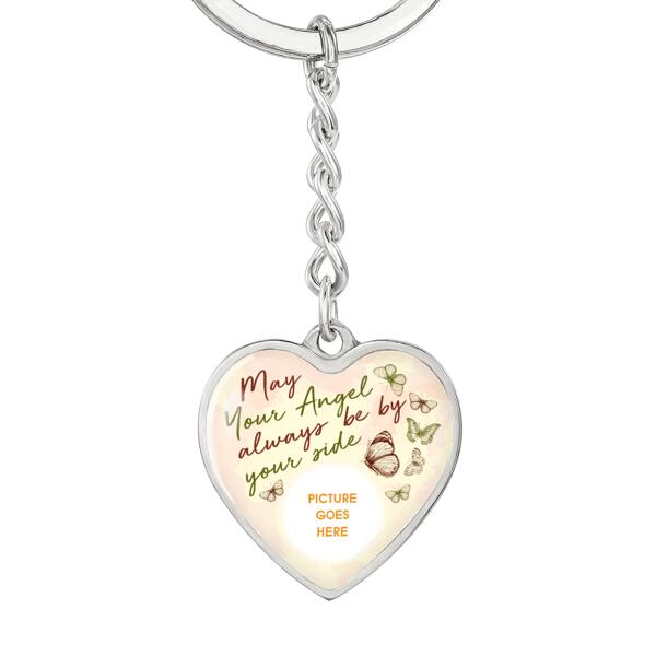 Custom Memorial Circle Keychain With Picture For Lost Loved Ones May Your Angel Keychain Yellow M490