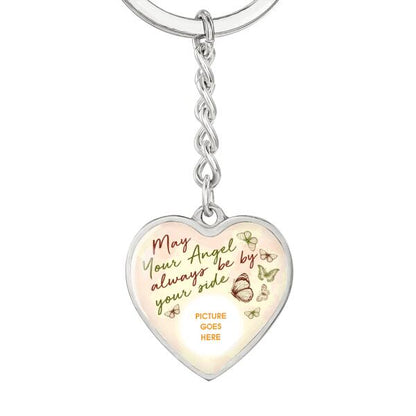 Custom Memorial Circle Keychain With Picture For Lost Loved Ones May Your Angel Keychain Yellow M490