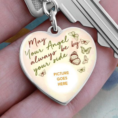 Custom Memorial Circle Keychain With Picture For Lost Loved Ones May Your Angel Keychain Yellow M490