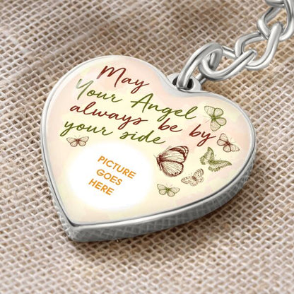 Custom Memorial Circle Keychain With Picture For Lost Loved Ones May Your Angel Keychain Yellow M490