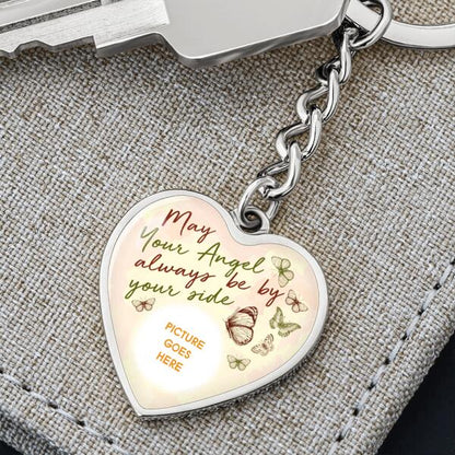 Custom Memorial Circle Keychain With Picture For Lost Loved Ones May Your Angel Keychain Yellow M490